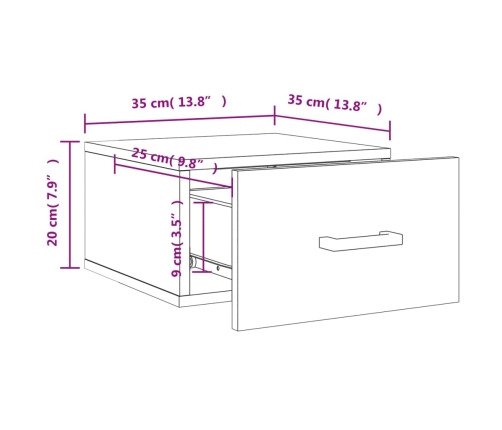 Mesita de noche de pared blanco 35x35x20 cm