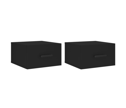 Mesitas de noche de pared 2 uds negro 35x35x20 cm