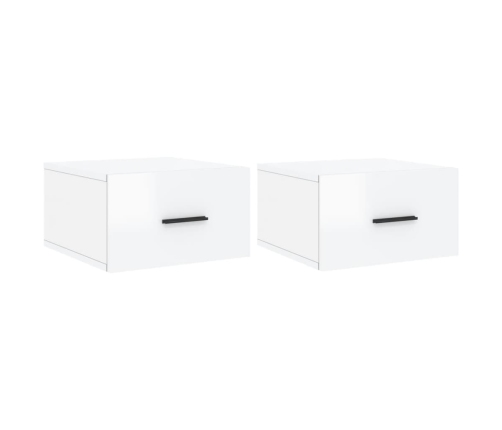 Mesitas de noche de pared 2 uds blanco brillo 35x35x20 cm