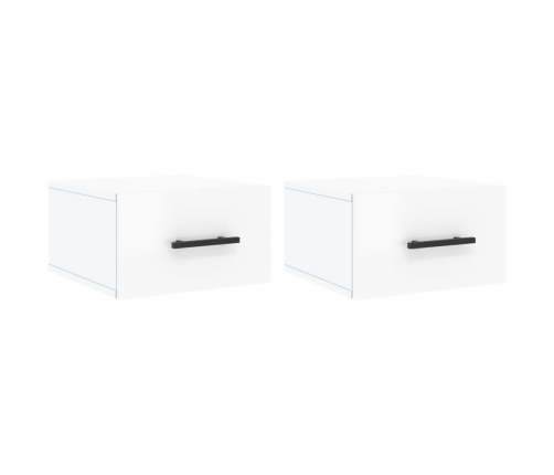 Mesitas de noche de pared 2 uds blanco brillo 35x35x20 cm