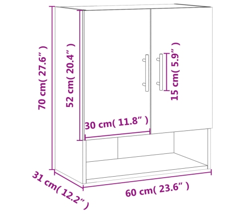 Armario de pared madera de ingeniería blanco 60x31x70 cm