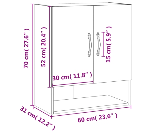 Armario de pared madera de ingeniería blanco 60x31x70 cm