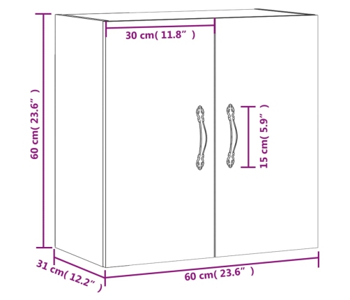 Armario de pared madera de ingeniería blanco 60x31x60 cm