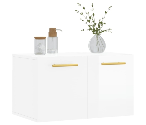 Armario pared madera contrachapada blanco brillo 60x36,5x35 cm