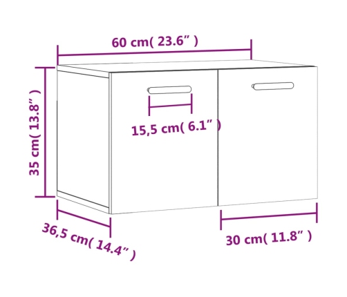 Armario de pared madera ingeniería roble ahumado 60x36,5x35 cm