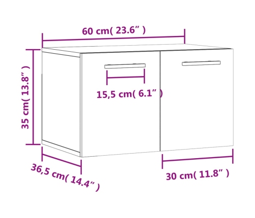 Armario de pared madera ingeniería marrón roble 60x36,5x35 cm