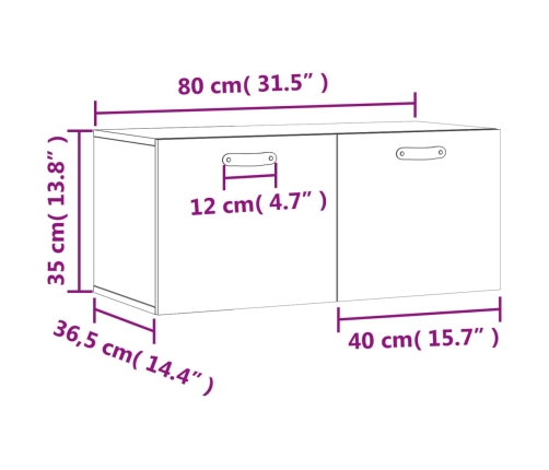 Armario de pared madera de ingeniería blanco 80x36,5x35 cm