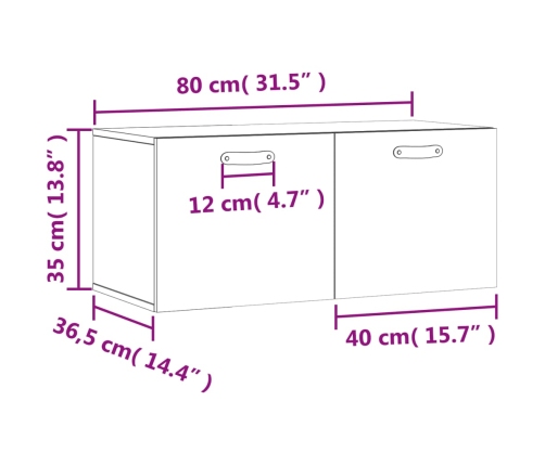 Armario de pared madera ingeniería blanco brillo 80x36,5x35 cm