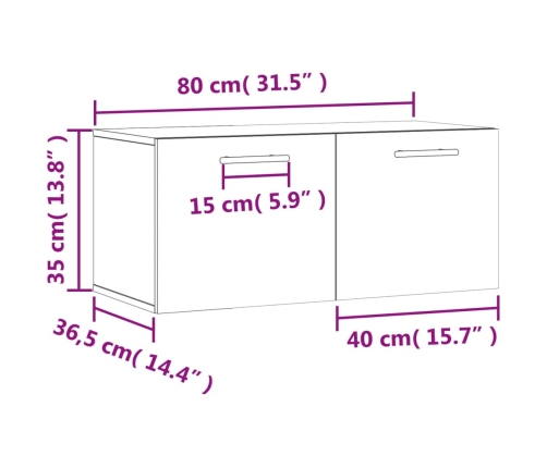 Armario de pared madera ingeniería gris hormigón 80x36,5x35 cm