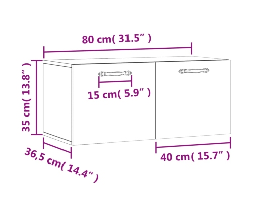 Armario de pared madera ingeniería roble Sonoma 80x36,5x35 cm