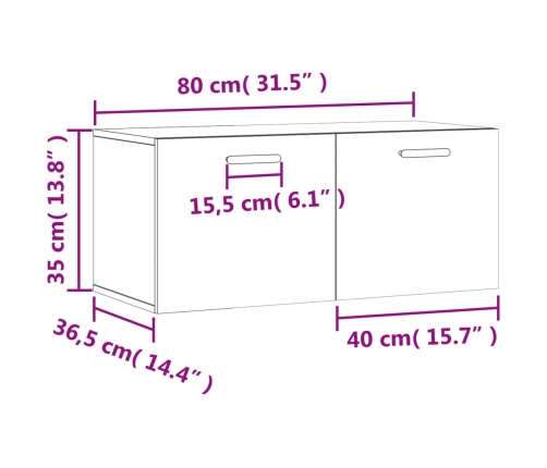 Armario de pared madera de ingeniería negro 80x36,5x35 cm