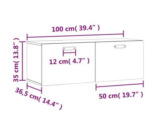 Armario de pared madera de ingeniería negro 100x36,5x35 cm