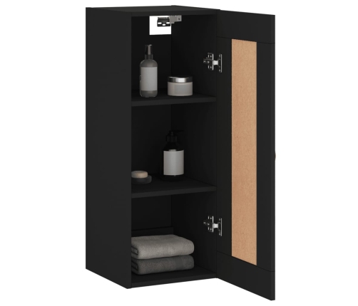 Armario de pared madera de ingeniería negro 34,5x34x90 cm