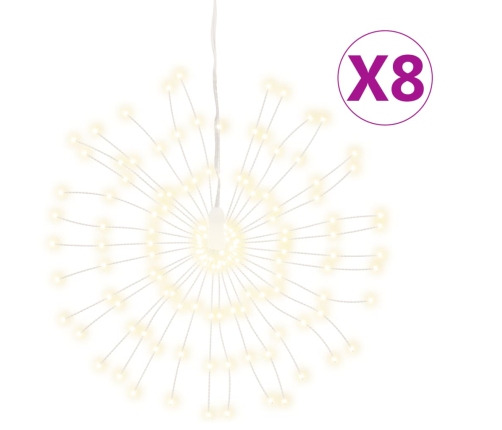 Luces de Navidad de estrellas 8 uds 140 LED blanco cálido 17 cm