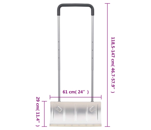 Pala de nieve de mango extensible lámina acero plateado 61 cm