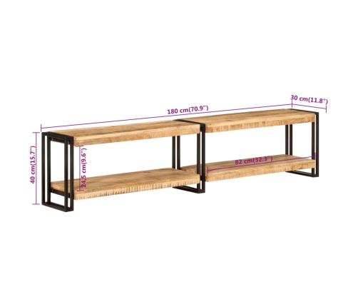 Mueble de TV madera maciza de mango 180x30x40 cm