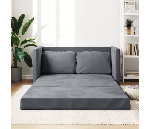 vidaXL Sofá cama de suelo 2 en 1 terciopelo gris oscuro 122x204x55 cm