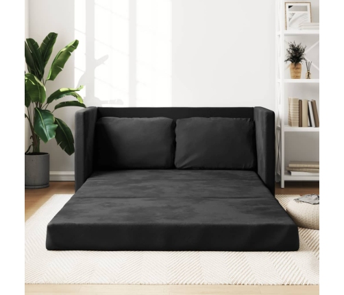 Sofá cama de suelo 2 en 1 terciopelo negro 122x204x55 cm