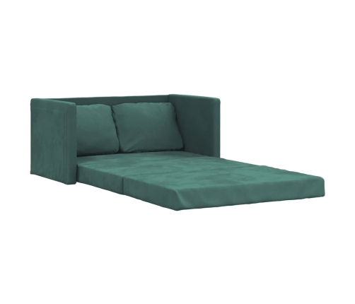 Sofá cama de suelo 2 en 1 terciopelo verde oscuro 122x204x55 cm