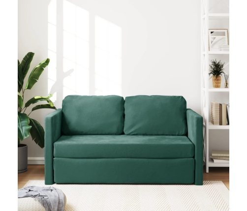 Sofá cama de suelo 2 en 1 terciopelo verde oscuro 122x204x55 cm