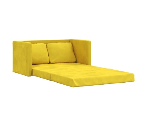 Sofá cama suelo 2 en 1 terciopelo amarillo oscuro 122x204x55 cm