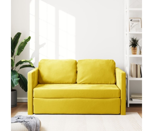 Sofá cama suelo 2 en 1 terciopelo amarillo oscuro 122x204x55 cm