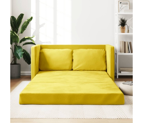 Sofá cama suelo 2 en 1 terciopelo amarillo oscuro 122x204x55 cm