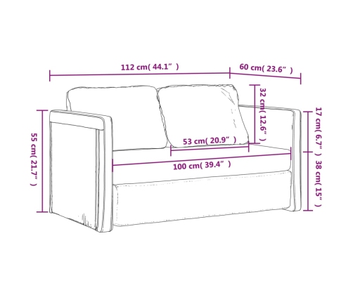 vidaXL Sofá cama de suelo 2 en 1 tela gris claro 112x174x55 cm