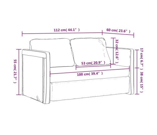 Sofá cama de suelo 2 en 1 tela negro 112x174x55 cm