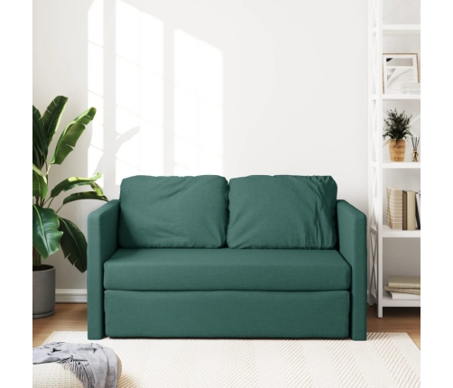 Sofá cama de suelo 2 en 1 tela verde oscuro 112x174x55 cm