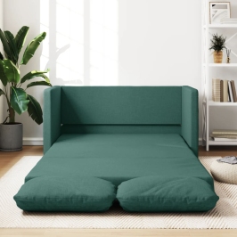 Sofá cama de suelo 2 en 1 tela verde oscuro 112x174x55 cm