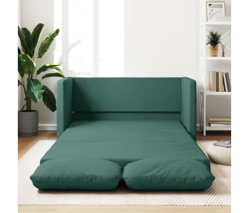 Sofá cama de suelo 2 en 1 tela verde oscuro 112x174x55 cm