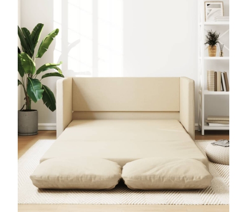 Sofá cama de suelo 2 en 1 tela crema 112x174x55 cm