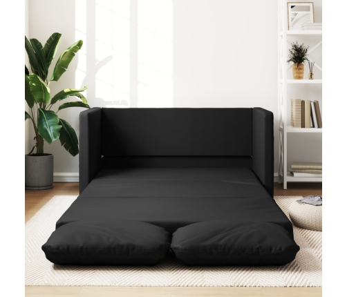 Sofá cama de suelo 2 en 1 cuero sintético negro 112x174x55 cm