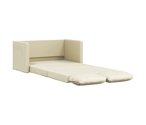 Sofá cama de suelo 2 en 1 cuero sintético crema 112x174x55 cm