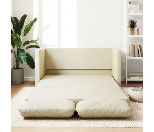 Sofá cama de suelo 2 en 1 cuero sintético crema 112x174x55 cm