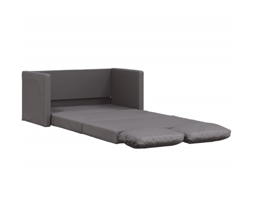 Sofá cama de suelo 2 en 1 cuero sintético gris 112x174x55 cm