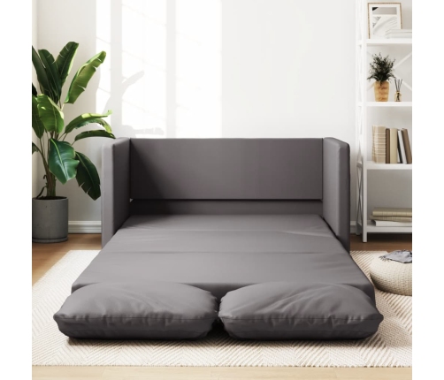 Sofá cama de suelo 2 en 1 cuero sintético gris 112x174x55 cm