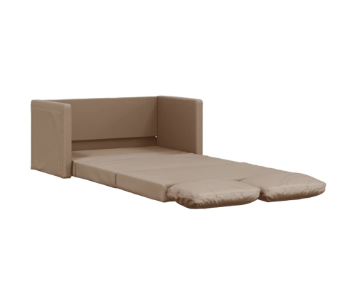 Sofá cama suelo 2 en 1 cuero sintético capuchino 112x174x55 cm