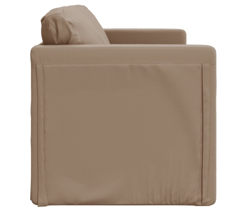 Sofá cama suelo 2 en 1 cuero sintético capuchino 112x174x55 cm