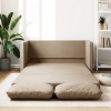 Sofá cama suelo 2 en 1 cuero sintético capuchino 112x174x55 cm