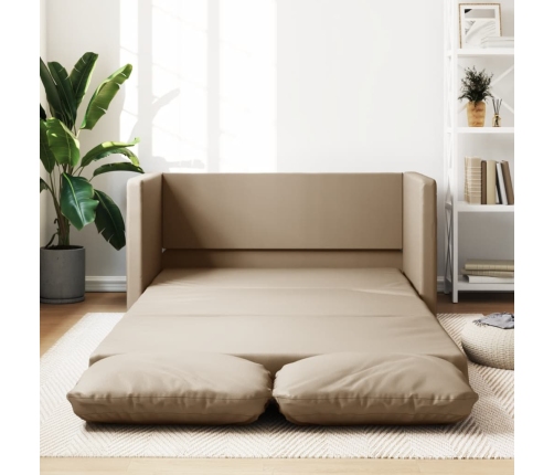 Sofá cama suelo 2 en 1 cuero sintético capuchino 112x174x55 cm