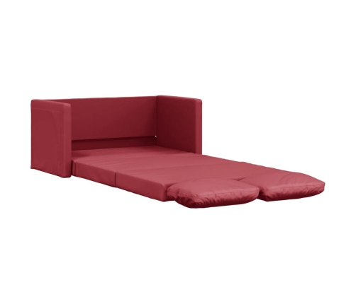 Sofá cama suelo 2 en 1 cuero sintético rojo tinto 112x174x55 cm