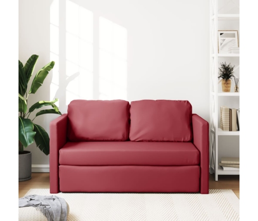 Sofá cama suelo 2 en 1 cuero sintético rojo tinto 112x174x55 cm