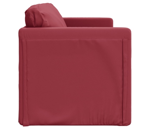 Sofá cama suelo 2 en 1 cuero sintético rojo tinto 112x174x55 cm