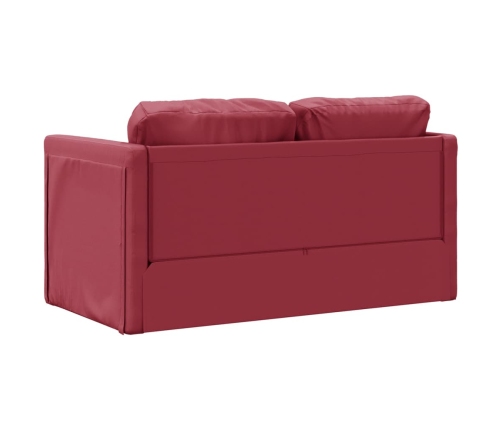 Sofá cama suelo 2 en 1 cuero sintético rojo tinto 112x174x55 cm