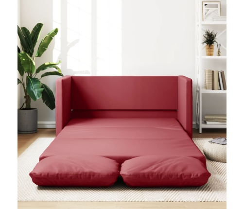 Sofá cama suelo 2 en 1 cuero sintético rojo tinto 112x174x55 cm