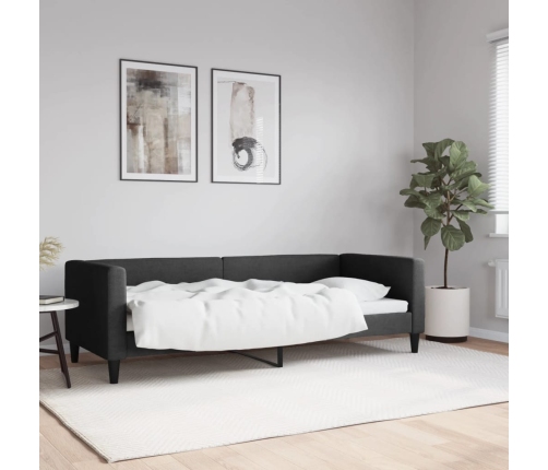 Sofá cama sin colchón tela negro 80x200 cm