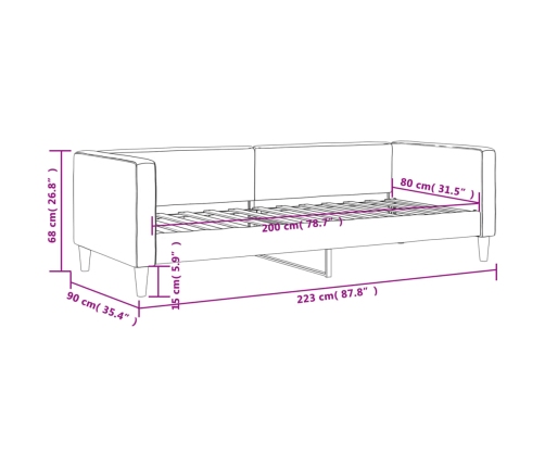 Sofá cama sin colchón tela gris taupe 80x200 cm