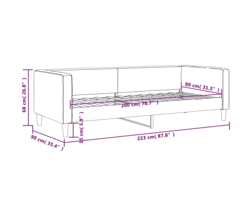 Sofá cama tela color crema 80x200 cm